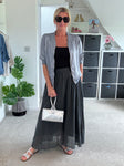 Charcoal Grey Cotton Pocket Maxi Skirt