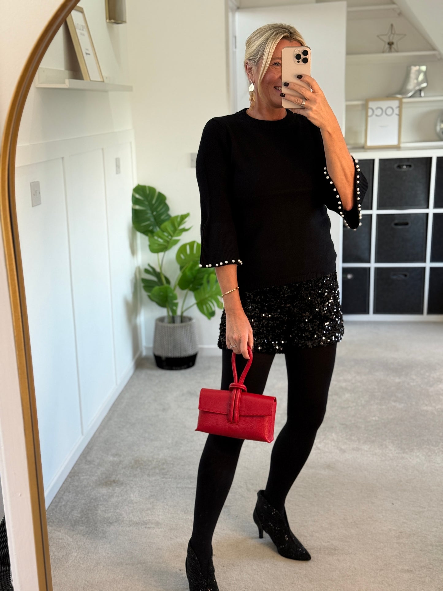 Black Pearl Flute Sleeve Jumper