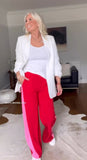 Red/Pink Stripe Wide Leg Trousers