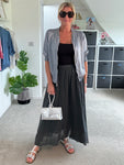 Charcoal Grey Cotton Pocket Maxi Skirt