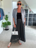 Charcoal Grey Cotton Pocket Maxi Skirt