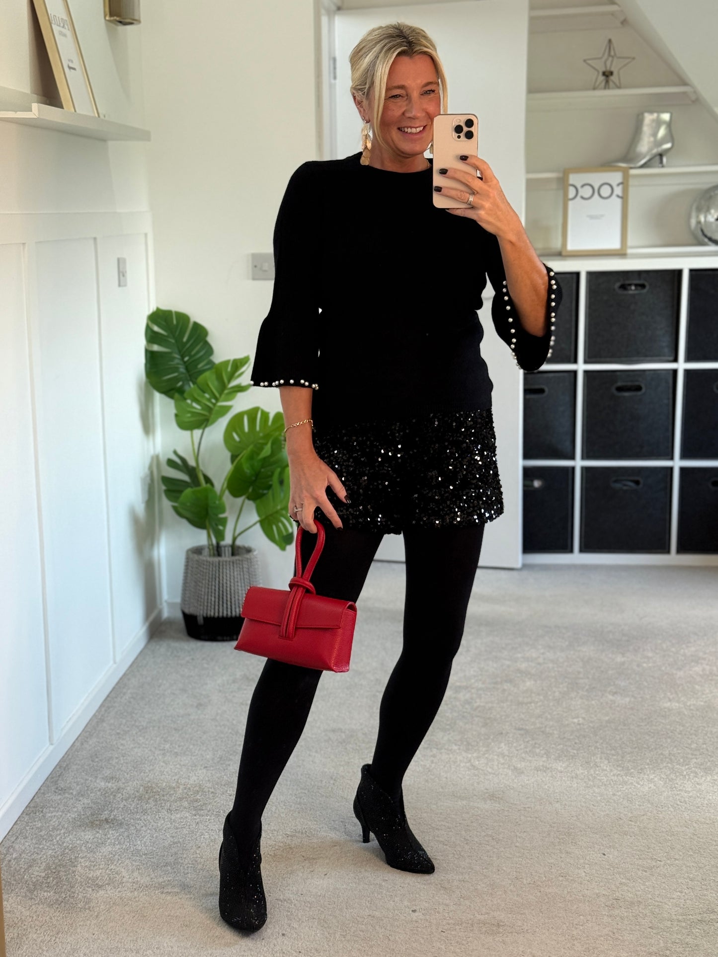 Black Pearl Flute Sleeve Jumper