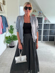 Charcoal Grey Cotton Pocket Maxi Skirt
