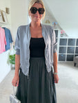 Charcoal Grey Cotton Pocket Maxi Skirt