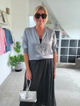 Charcoal Grey Cotton Pocket Maxi Skirt