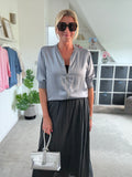 Charcoal Grey Cotton Pocket Maxi Skirt