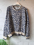 Cobalt Leopard Print Sweatshirt/Top