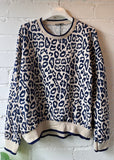 Navy Leopard Print Sweatshirt/Top