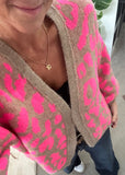 Neon Pink/Oatmeal Leopard Cardigan