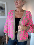 Neon Pink/Oatmeal Leopard Cardigan