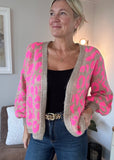 Neon Pink/Oatmeal Leopard Cardigan