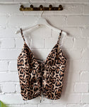 Leopard Tie Front Cami Top