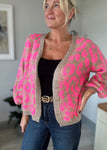 Neon Pink/Oatmeal Leopard Cardigan