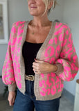 Neon Pink/Oatmeal Leopard Cardigan