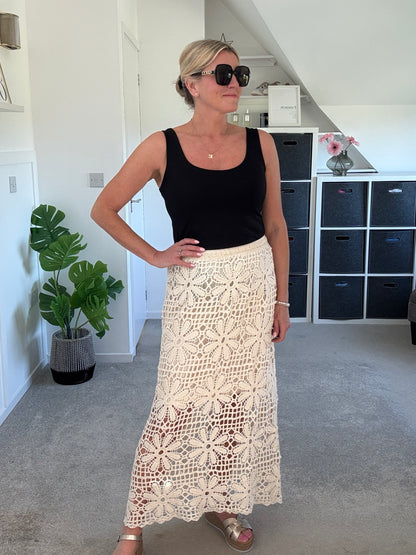 Stone Crochet Maxi Skirt