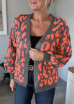 Neon Pink/Oatmeal Leopard Cardigan