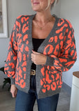 Neon Pink/Oatmeal Leopard Cardigan