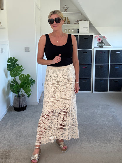 Stone Crochet Maxi Skirt