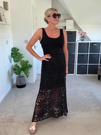 Stone Crochet Maxi Skirt
