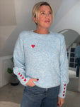 Powder Blue Heart Sleeve Jumper