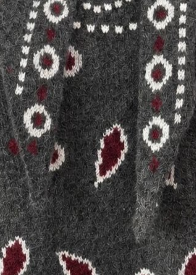 Grey Paisley Knit Jumper with Matching Scarf