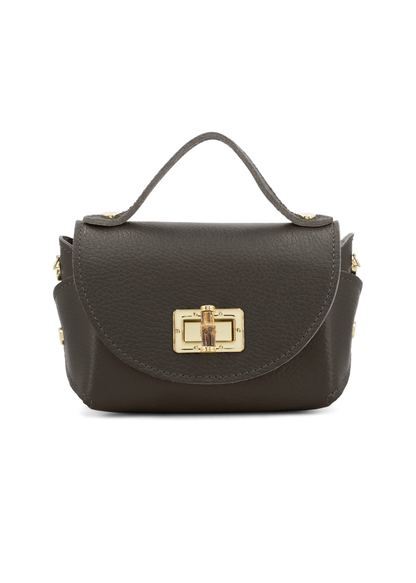 Red Bamboo Twist Lock Leather Mini Bag