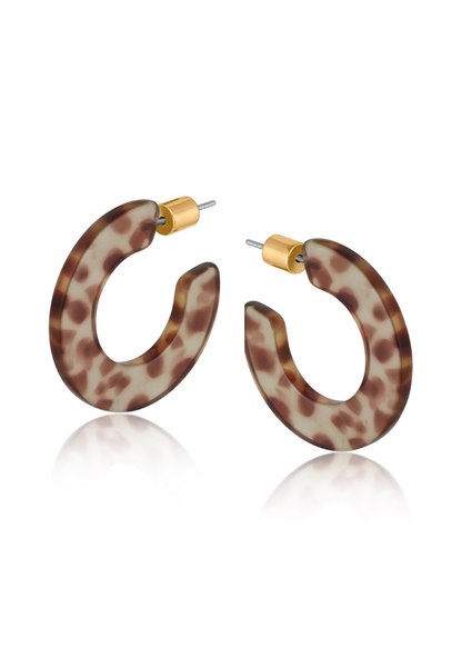Leopard Marseille Flat Resin Hoop Earrings