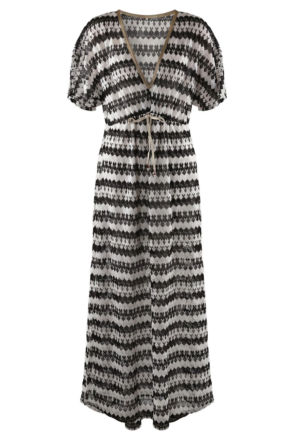 White/Black Wave MaxiBeach Dress