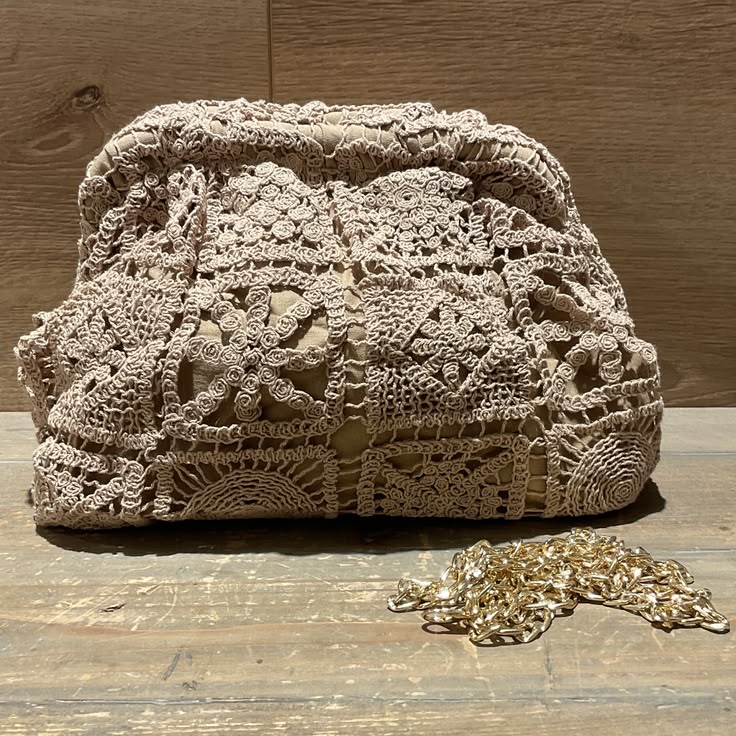 Black Lace Crochet Clutch Bag