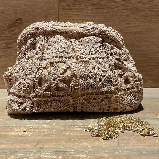 Mocha Lace Crochet Clutch Bag