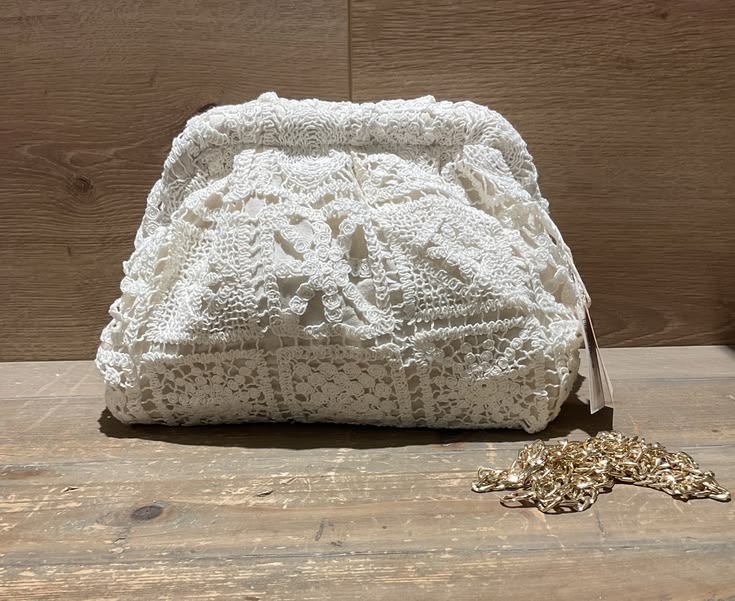 Black Lace Crochet Clutch Bag