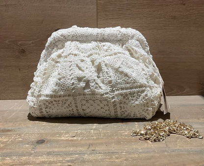 Black Lace Crochet Clutch Bag