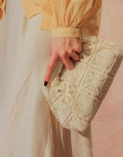 Black Lace Crochet Clutch Bag