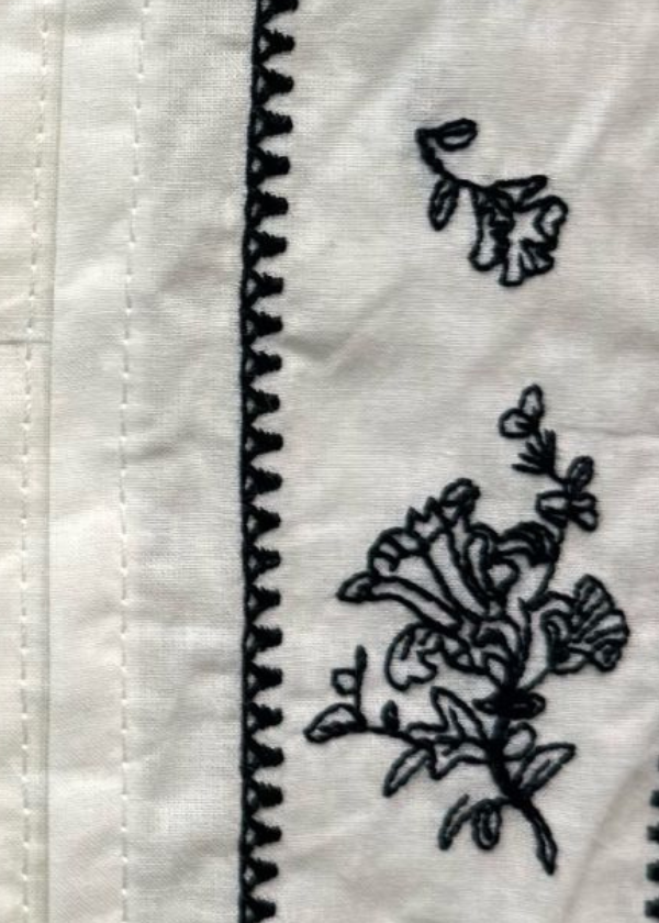 Cream Embroidered Puff Sleeve Blouse