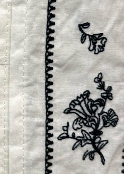 Cream Embroidered Puff Sleeve Blouse