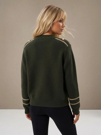 Chocolate Military Zip Front Knitted Cardi