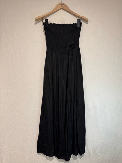 Khaki Strapless Shirred Dress