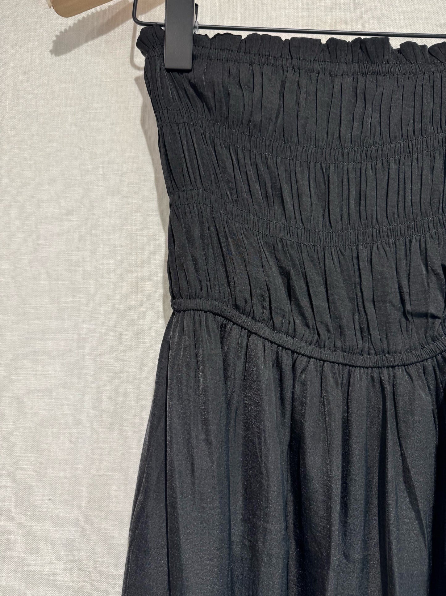 Khaki Strapless Shirred Dress