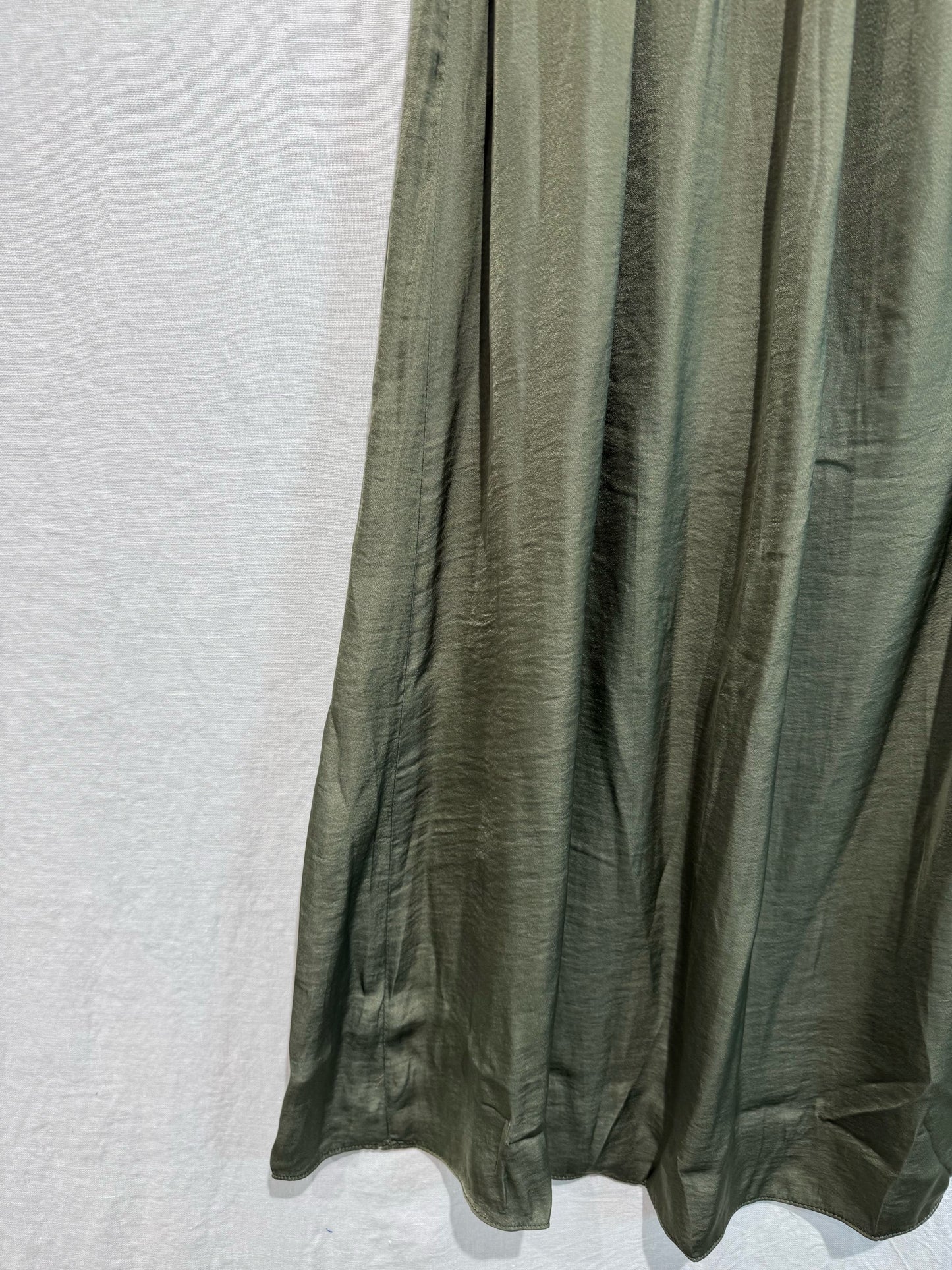Khaki Strapless Shirred Dress