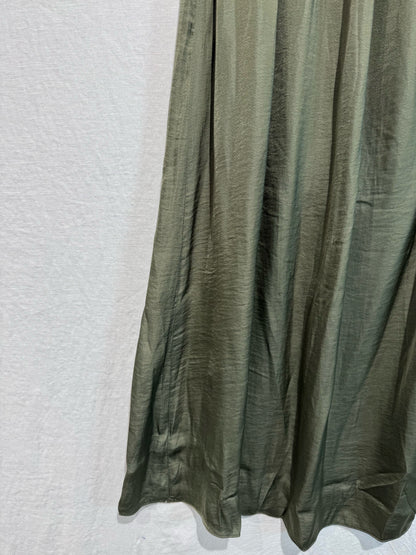 Khaki Strapless Shirred Dress