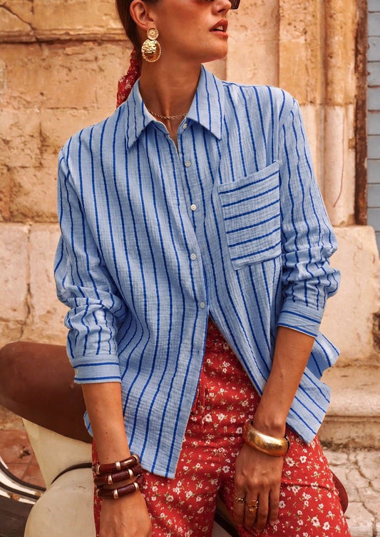 Blue/Navy Stripe Cotton Shirt