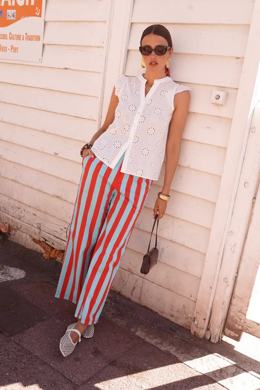 White Floral Broderie Anglaise Blouse