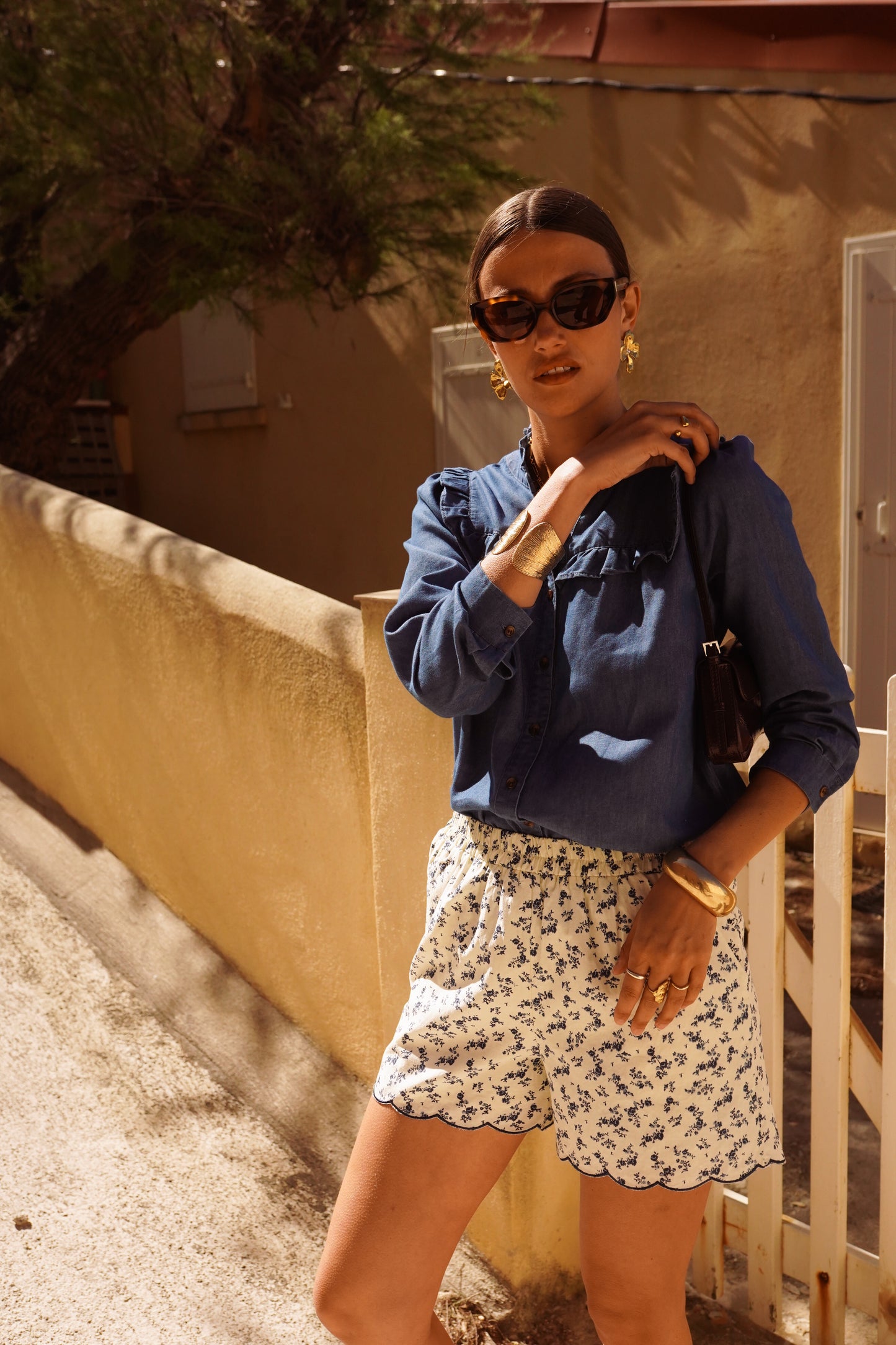 Denim Frill Detail Blouse
