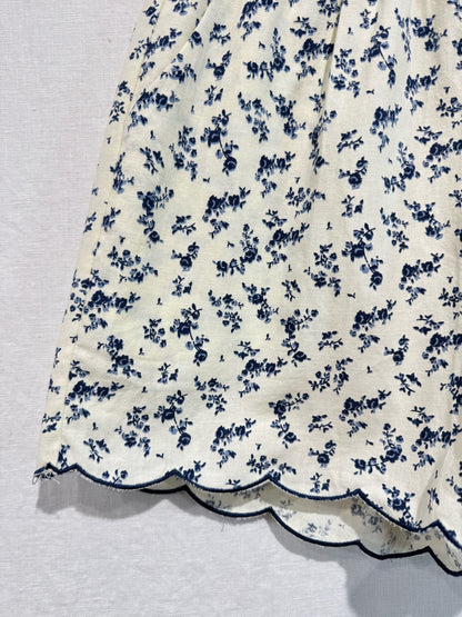 Navy Floral Scalloped Edge Shorts