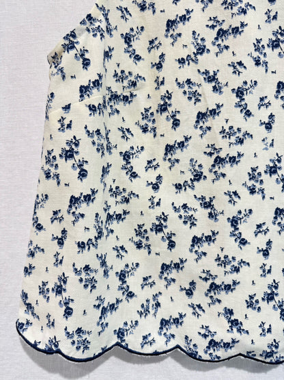 Navy Floral Scallop Edge Top