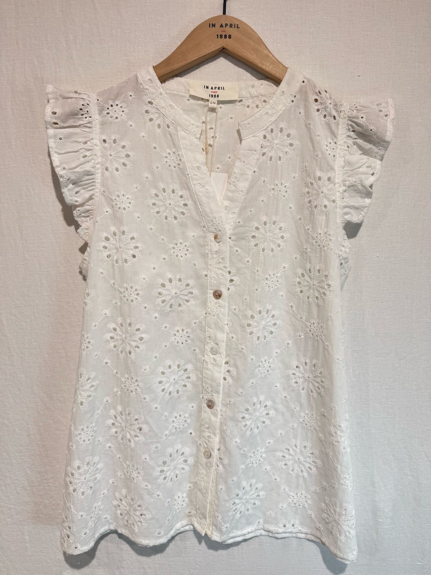 White Floral Broderie Anglaise Blouse - PRE. ORDER