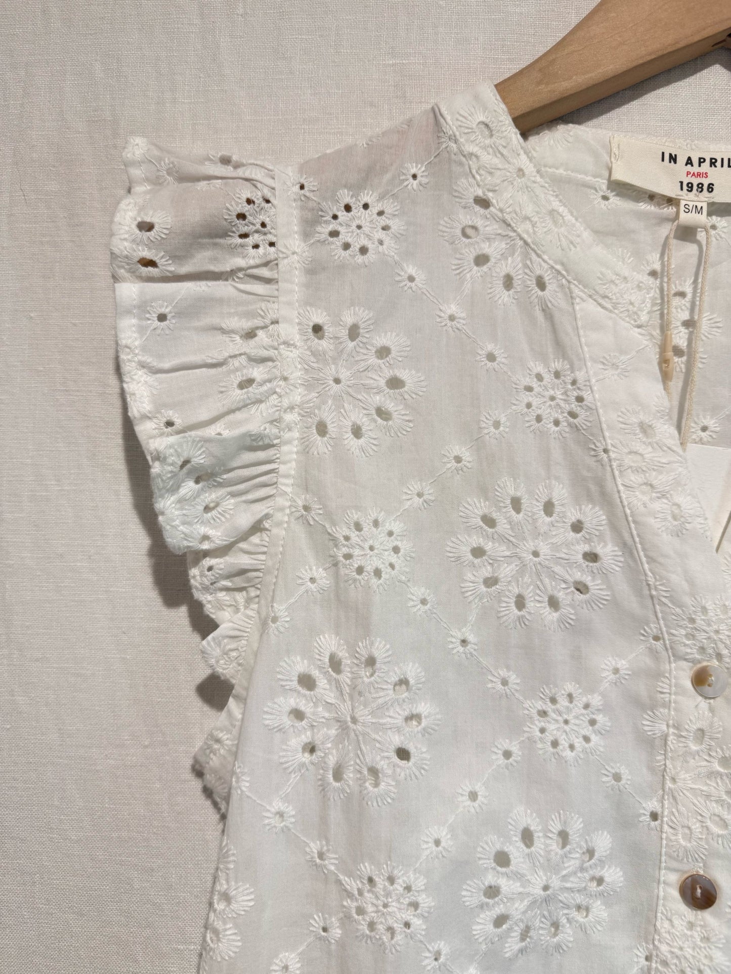 White Floral Broderie Anglaise Blouse - PRE. ORDER