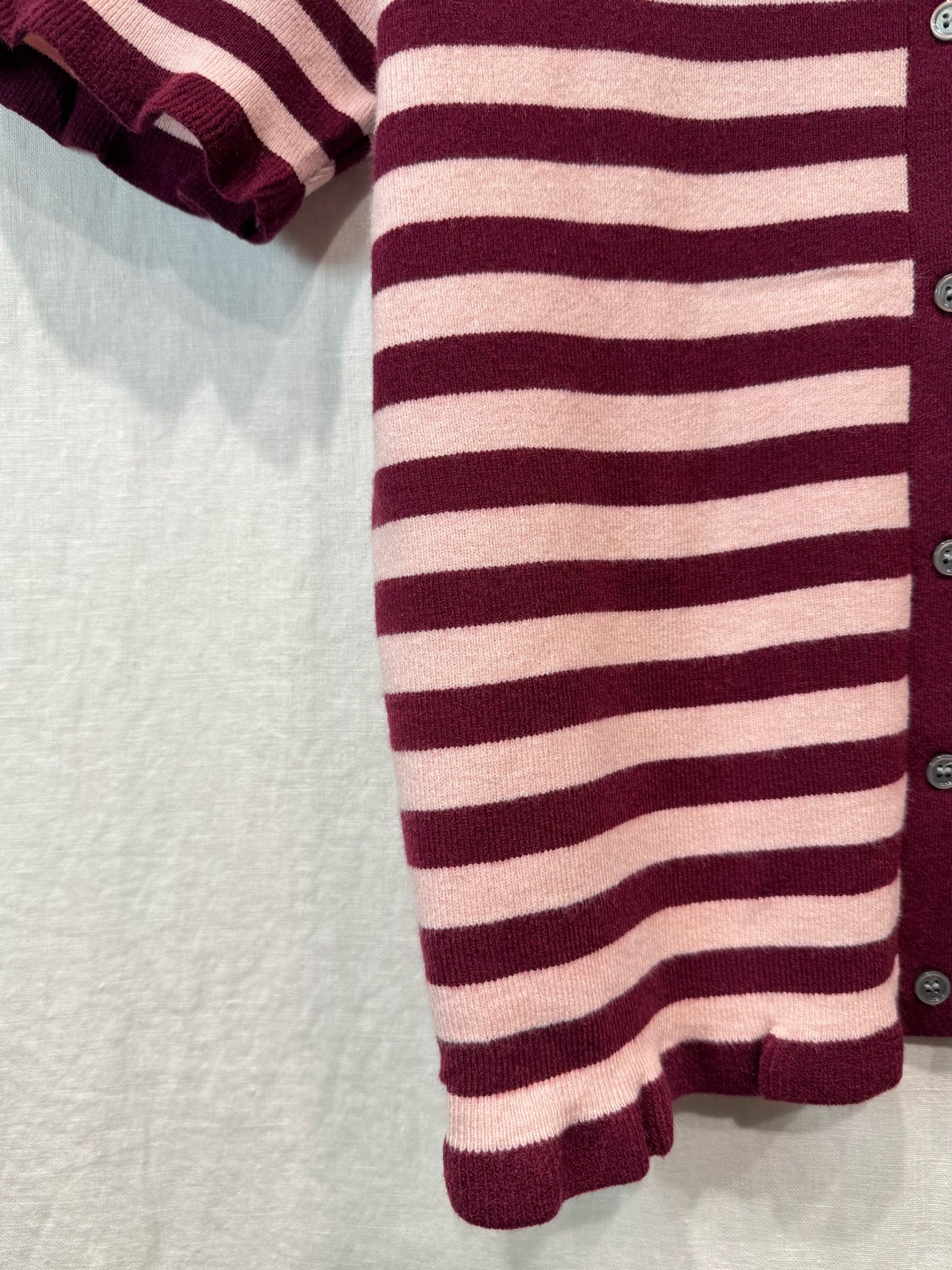 Pink/Red Stripe Knit Polo S/S Cardigan