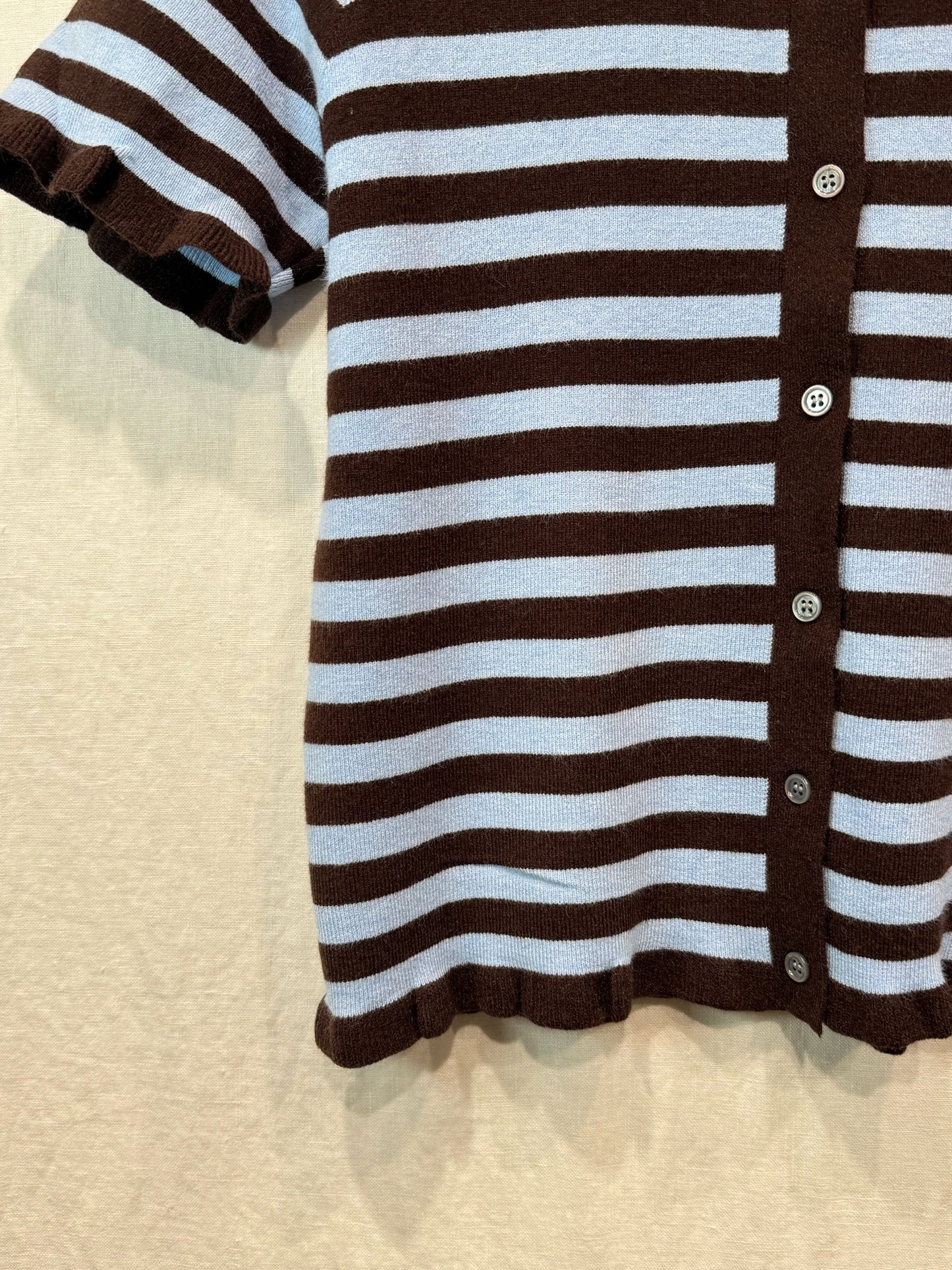 Pink/Red Stripe Knit Polo S/S Cardigan