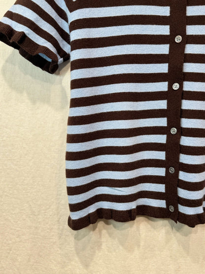 Pink/Red Stripe Knit Polo S/S Cardigan